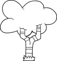 cartoon line drawing tree vector