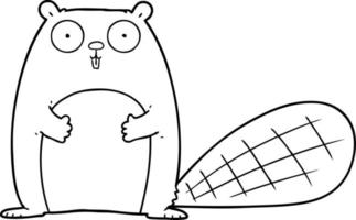 cartoon line drawing beaver vector