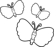 cartoon line drawing butterflies vector