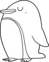 cartoon line drawing penguin vector