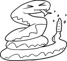 cartoon line drawing rattlesnake vector