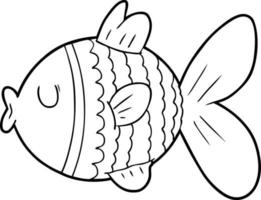 cartoon line drawing fish vector