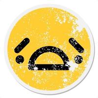 unhappy face circular sticker vector