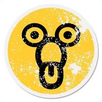 shocked staring face circular sticker vector