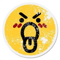 angry disgusted face circular sticker vector