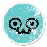 staring animal face circular sticker vector