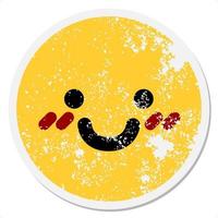 blushing happy face circular sticker vector