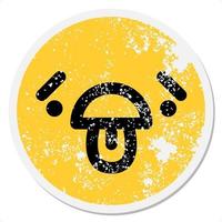 exhausted face with raised eyebrows circular sticker vector