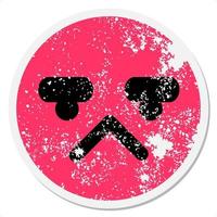 displeased face circular sticker vector