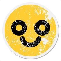 happy blank eye face circular sticker vector