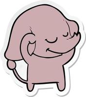 sticker of a cartoon smiling elephant vector