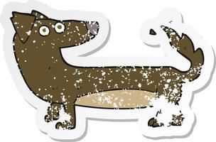 retro distressed sticker of a cartoon dog vector