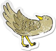 retro distressed sticker of a cartoon bird vector