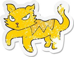 retro distressed sticker of a cartoon cat vector