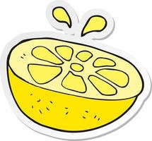 sticker of a cartoon lemon vector