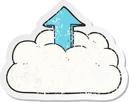 retro distressed sticker of a cartoon upload to the cloud vector