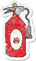 retro distressed sticker of a cartoon fire extinguisher vector