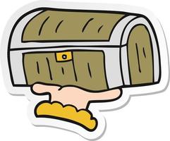 sticker of a cartoon treasure chest vector