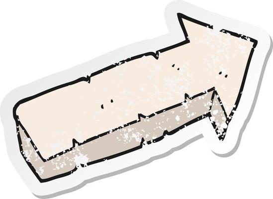 retro distressed sticker of a cartoon stone pointing arrow