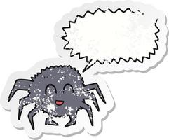 retro distressed sticker of a cartoon spider vector