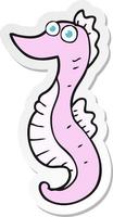 sticker of a cartoon seahorse vector