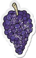 retro distressed sticker of a cartoon grapes vector