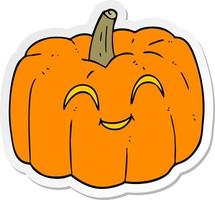 sticker of a cartoon halloween pumpkin vector