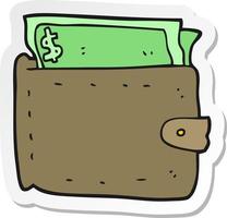 sticker of a cartoon wallet full of money vector