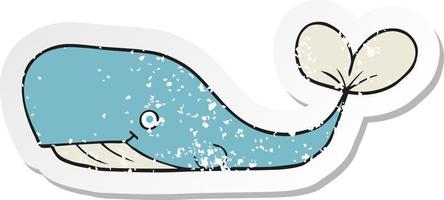 retro distressed sticker of a cartoon whale vector