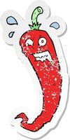 retro distressed sticker of a hot chilli pepper cartoon vector