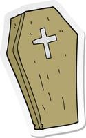 sticker of a cartoon spooky coffin vector