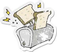 retro distressed sticker of a cartoon toaster vector