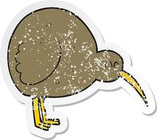 retro distressed sticker of a cartoon kiwi bird vector