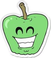 pegatina de una manzana sonriente de dibujos animados vector