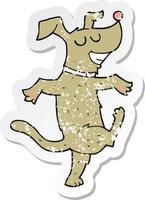 retro distressed sticker of a cartoon dancing dog vector