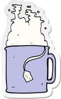 sticker of a cartoon mug of tea vector