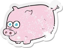 retro distressed sticker of a cartoon pig vector