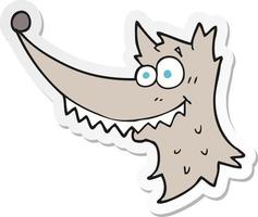 sticker of a cartoon wolf head vector