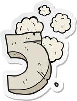 sticker of a cartoon stone number five vector