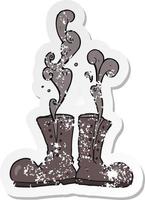 retro distressed sticker of a cartoon steaming army boots vector