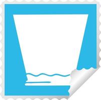 quirky square peeling sticker cartoon whisky tumbler vector