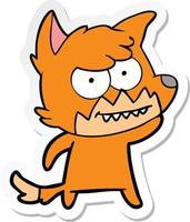 sticker of a cartoon grinning fox vector