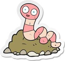 sticker of a cartoon earthworm vector