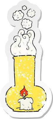 retro distressed sticker of a cartoon old glass lamp and candle