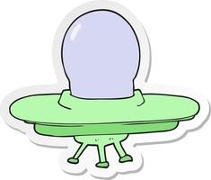 sticker of a cartoon flying saucer vector