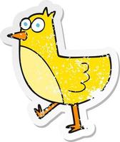 retro distressed sticker of a cartoon bird vector