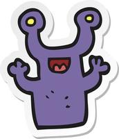 sticker of a cartoon little alien vector