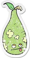 retro distressed sticker of a cartoon pear vector