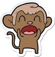 sticker of a shouting cartoon monkey vector