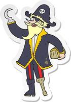 sticker of a cartoon pirate captain vector